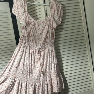 Frilly cute checkered floral mini dress